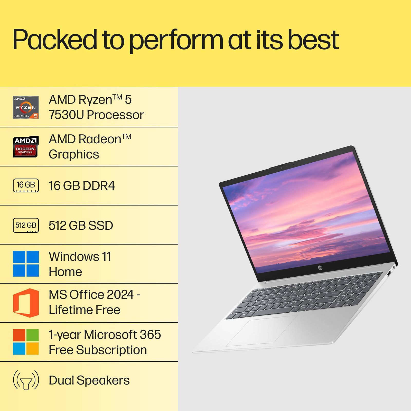 HP15インチ Ryzen5 7530U 16GB 512GB SSD HP Pavilion 15, AMD Ryzen 5 7530U, 16GB DDR4, 512GB SSD, (Win 11